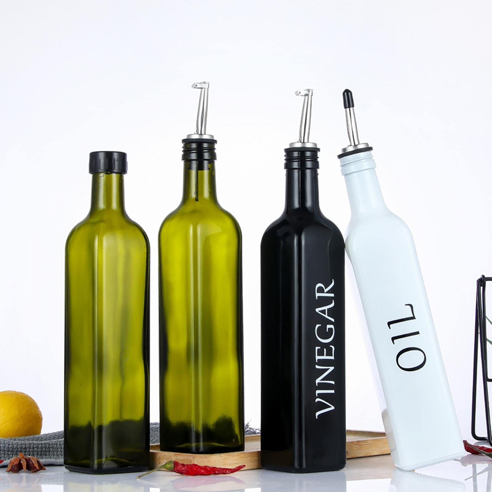 Juego de Dispensador de Aceite Y Vinagre de 500 Ml (17) Botella Dispensadora de Vinagre Negra Botella Dispensadora de Vinagre Blanca