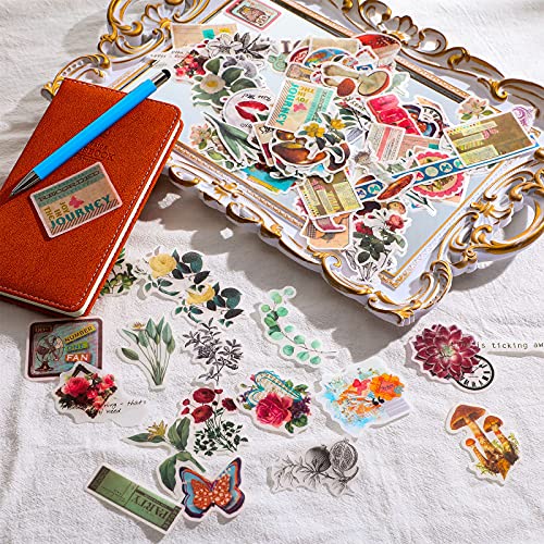 160 Pieces Vintage Scrapbook Stickers Vintage Flower Plant Retro Butterfly Mushroom Decal Antique Natural Decorative Sticker For Laptop Scrapbooking Journal Planner Card Making (Plant Style) #TOP3