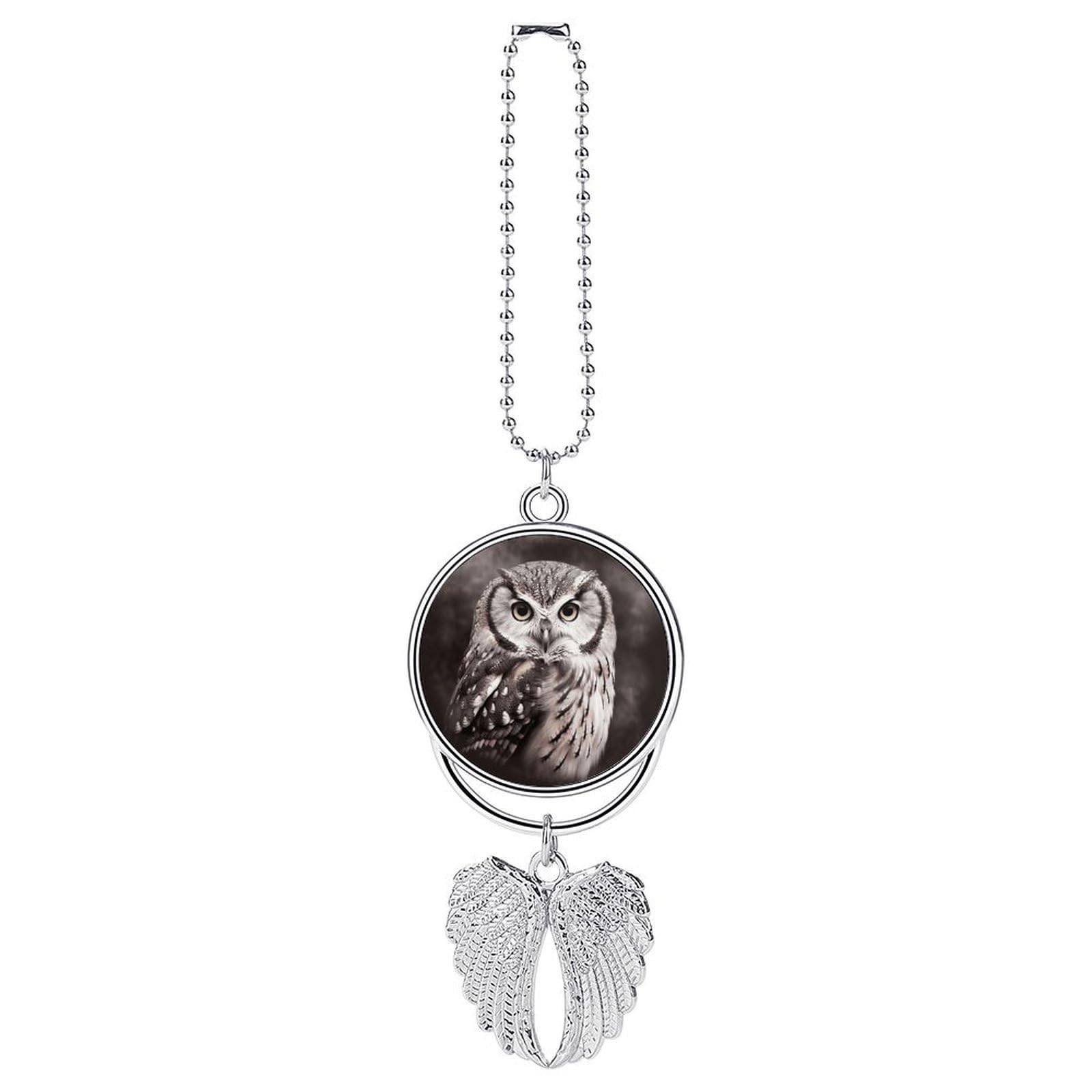 Owl Black Car Charm Alloy Car Rear View Mirrors Hanging Ornaments Stylish Car Pendant Funny Auto Hanging Accessories Car Hanging Ornaments Gift for Women Men