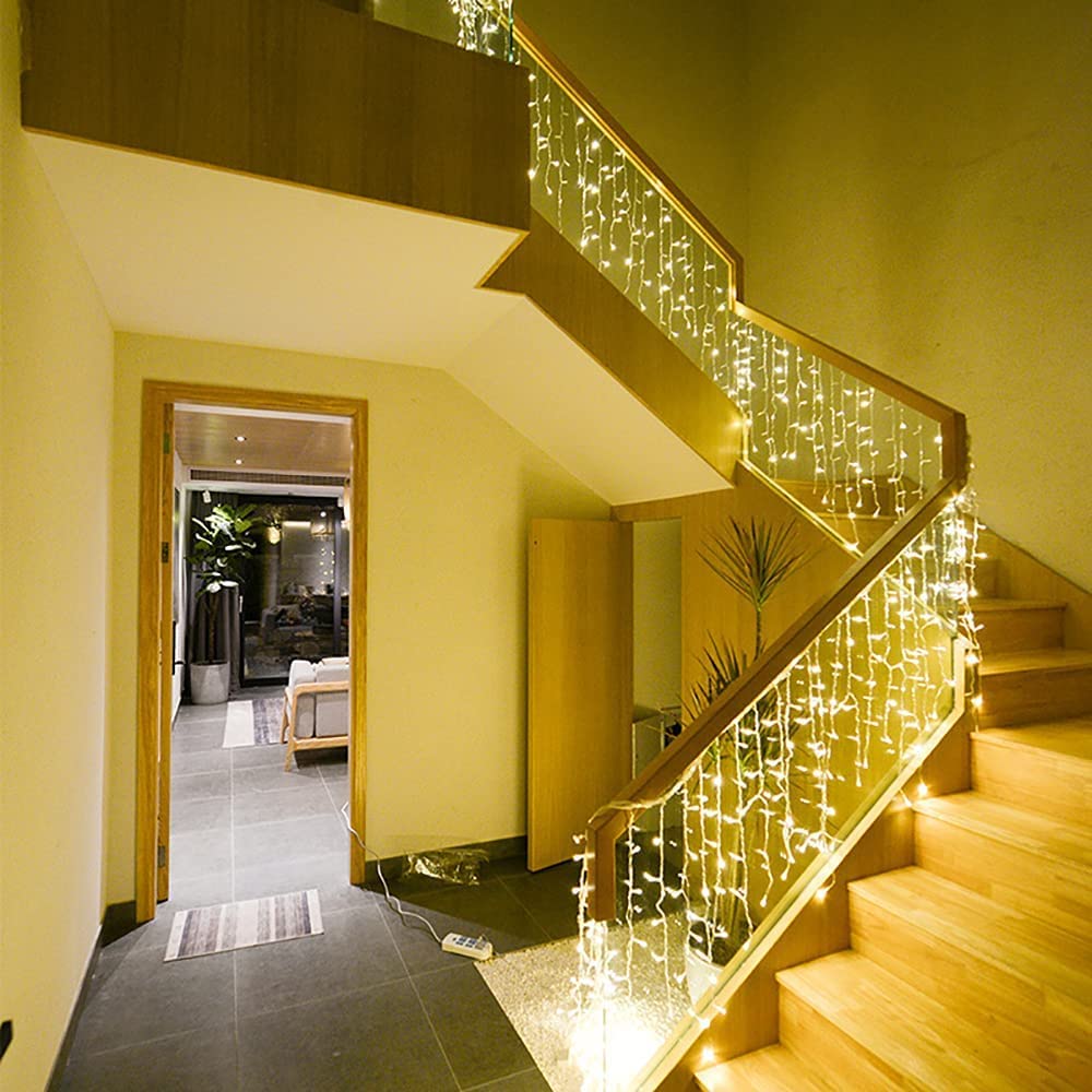 OBEV 8 Fonksiyonlu Dekoratif Saçak Led Sarkıt Perde Led Eklenebilir Led Süsleme Led Peri Led Işık Ledli Işık Yılbaşı Led Yılbaşı Işık Yılbaşı Süsü (4 Metre)