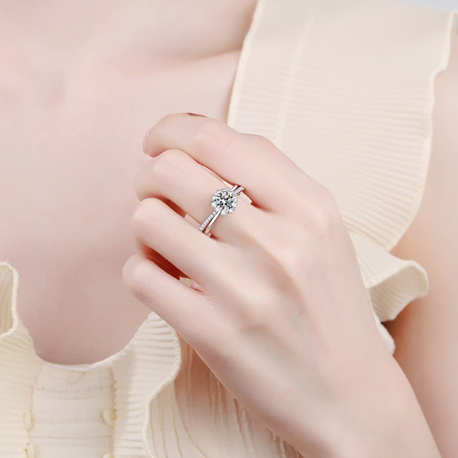 Memoire - Anello da donna in argento Sterling 925, con fiore, con bouquet, idea regalo