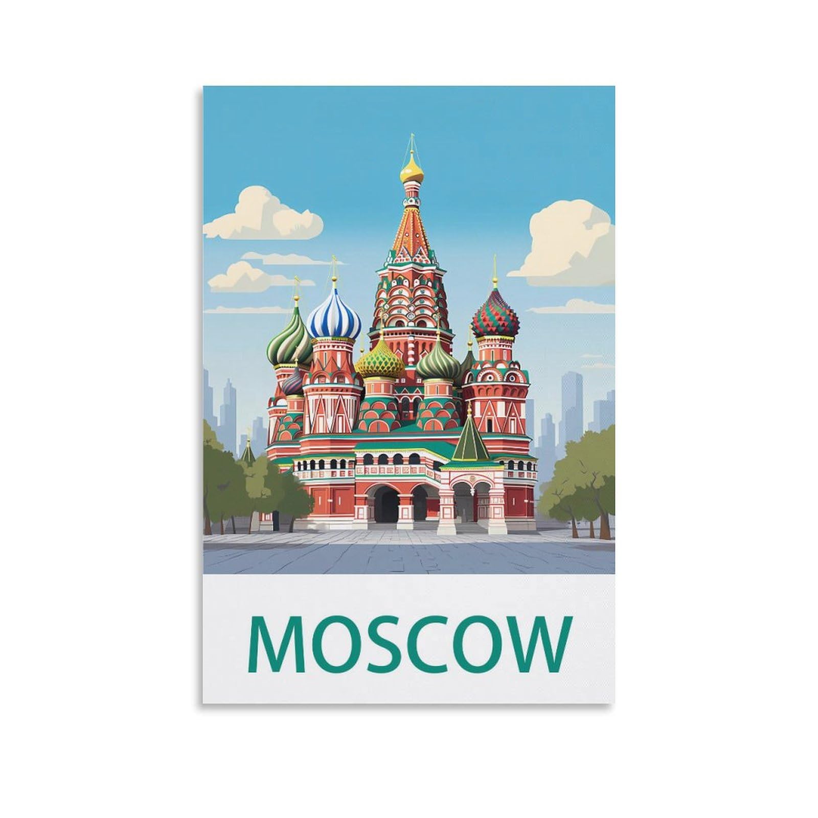 Lhjoiun Unframe-Style Moscow Vintage Travel Poster 12X18inch(30X45cm) Art Canvas Print For Living Room Bedroom Home Decoration Modern Art