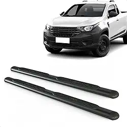 Par Estribo Lateral Oval Preto Strada Cabine Dupla E Simples 2021 A 2025 Kit Fixação Incluso
