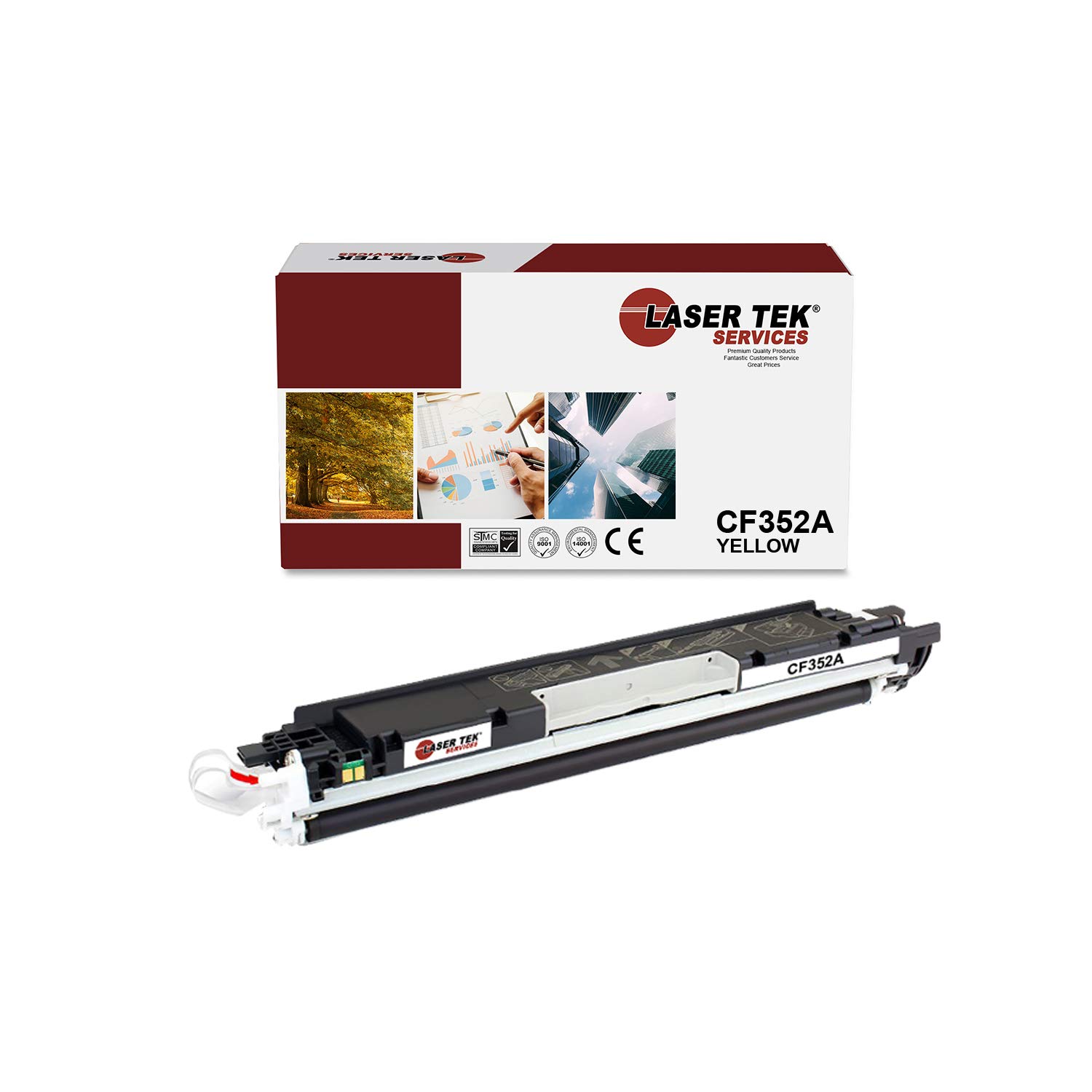 Laser Tek Services Compatible Toner Cartridge Replacement for HP 130A CF352A Works with HP Color Laserjet Pro MFP M176 M177fw Printers (Yellow, 1 Pack) - 1,000 Pages