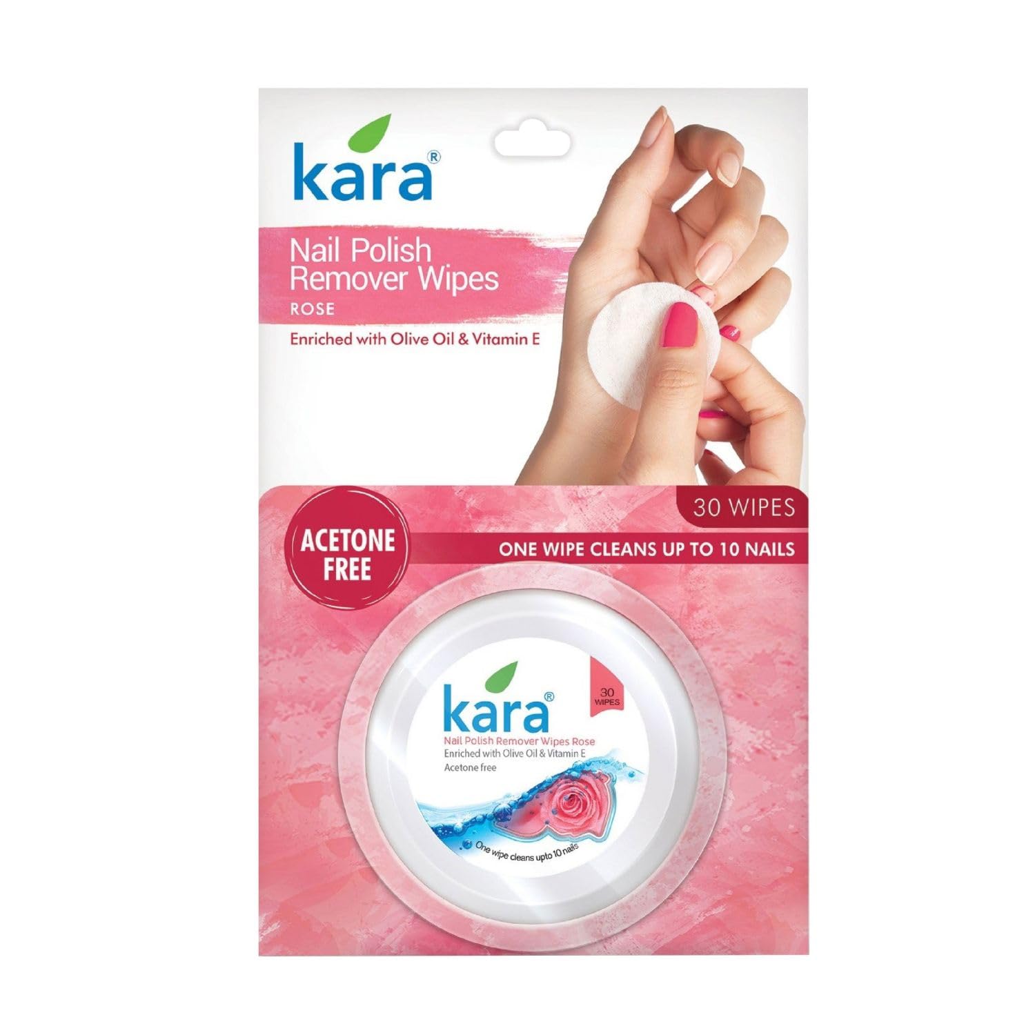 Kara Nail Polish Remover Wipes Rose 30 Pulls, Enriched with Olive Oil & Vitamin E, Acetone Free, One Wipe Cleans Upto 10 Nails-image-37