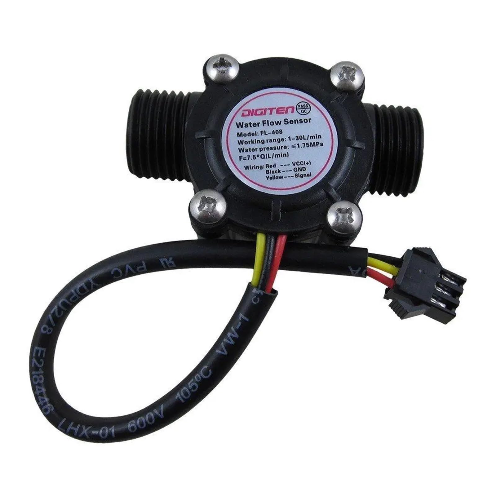 Medidor De Sensor De Flujo De Agua Pantalla LCD 1-30L/min Control Cuantitativo En Tiempo Real Total K Precisión Constante Modo De Operación Apagado 1A 24V para el jardín