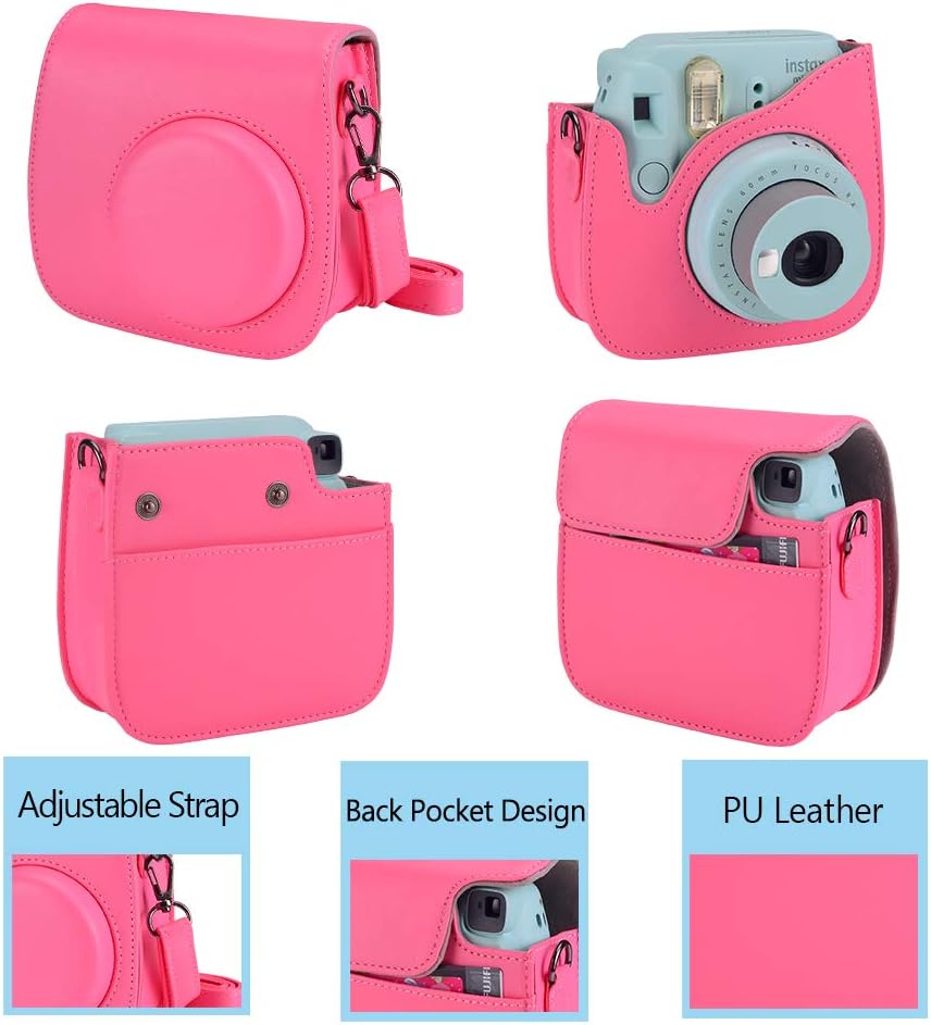 Tiessic Instax Mini 9 Camera Accessories Bundles Compatible with Fujifilm Instax Mini 9 Mini 8 Mini 8+ Camera with Mini 9 Case,108 Photos Mini Photo Album,etc. (Flamingo Pink，14 Items)