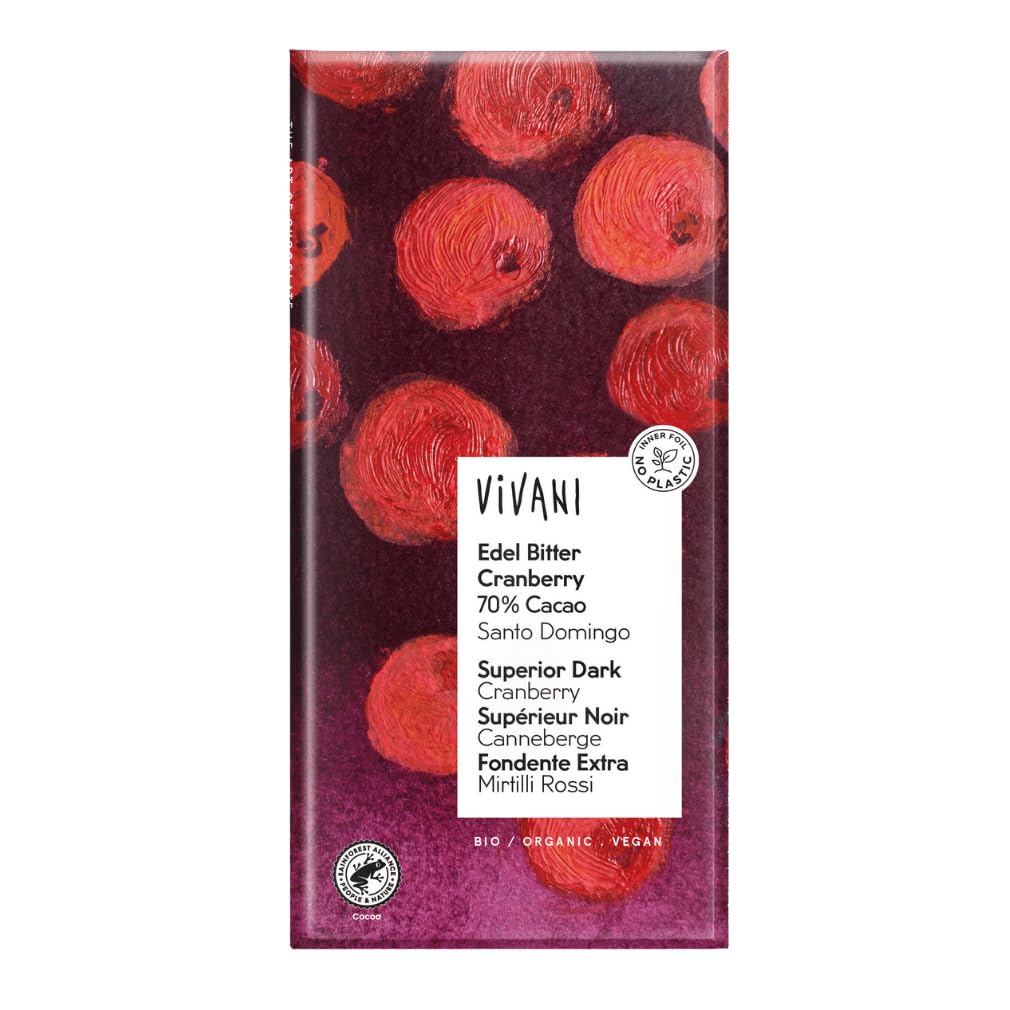Vivani Edel Bitter, 70% Cacao, Cranberry, 100g (12)
