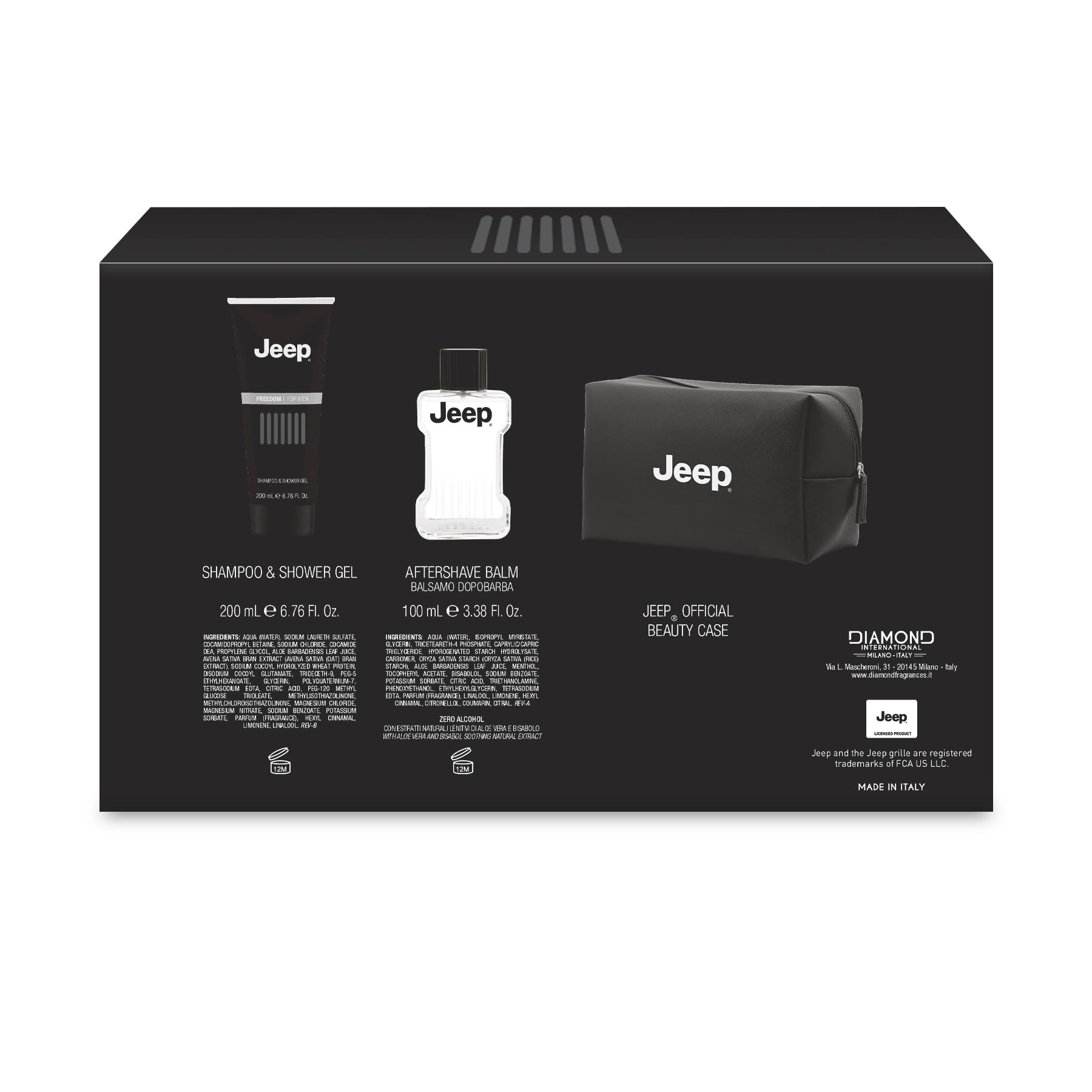 JEEP FREEDOM |Confezione Regalo, Dopobarba e Gel Doccia 200ml + Beauty Case, Fragranza Fresca e Delicata
