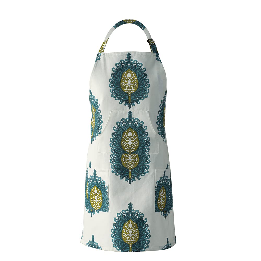 HPD Half Price Drapes Aprons for Men Women with Large Pockets Adjustable Unisex PRTW-D02-AP Mayan Printed Cotton, 27 X 34 Inch, Mayan Teal