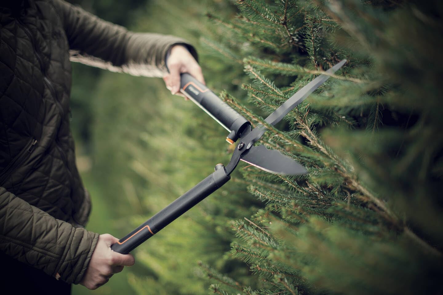 Fiskars Cisaille à haie SingleStep, Lame ondulée, Lames en Acier, Longueur: 58 cm, Noir mat, HS22, 1001433