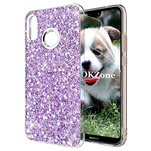 OKZone Cover Huawei P20 Lite, Custodia Lucciante con Brillantini Glitters Ultra Sottile Design Case Cover di Alta qualità in Silicone TPU Bumper Protezione Cover per Huawei P20 Lite (Viola)