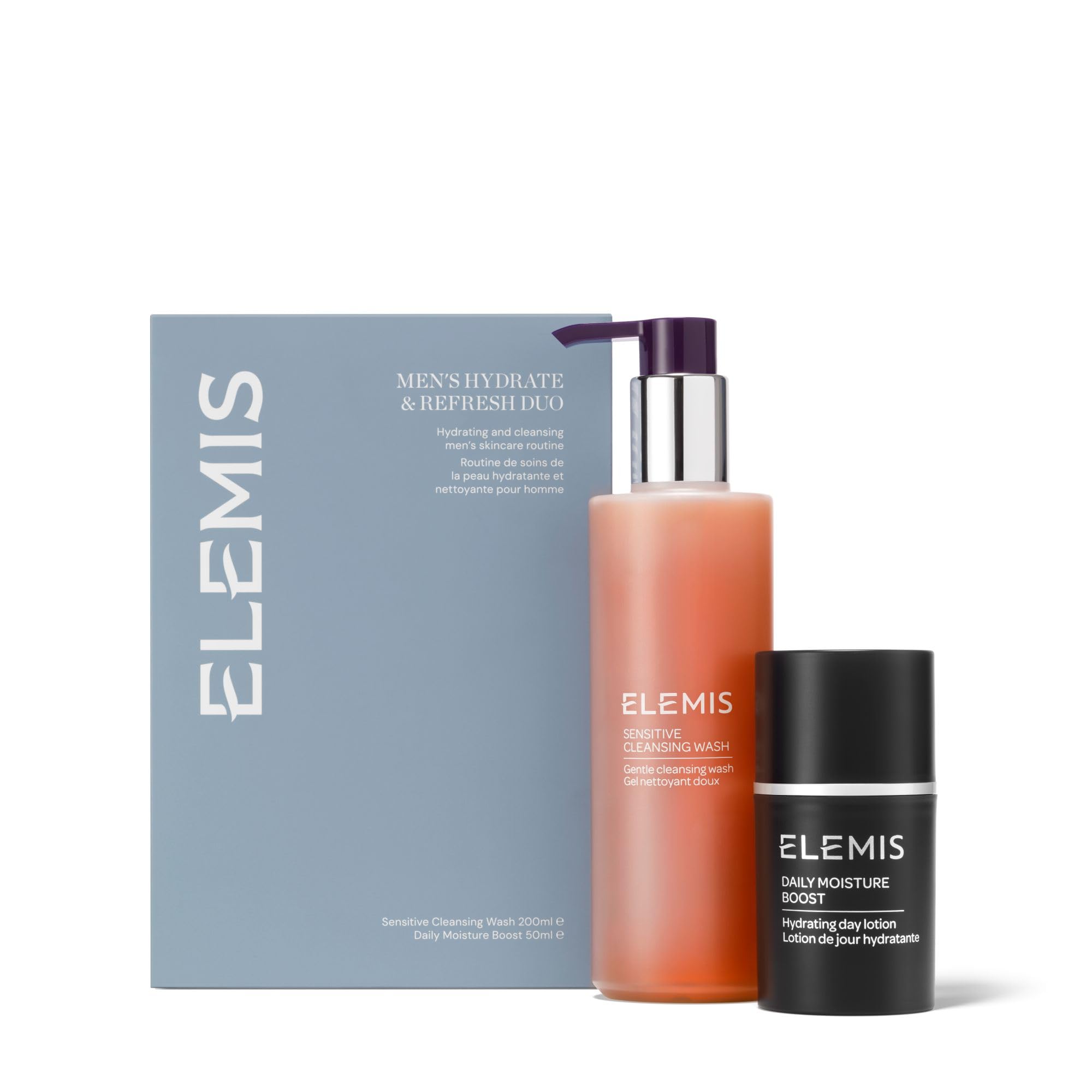 ELEMIS Hydrate & Refresh Duo - Hautpflege Geschenkset für Männer, Skincare Set mit Feuchtigkeitscreme & sanfter Gesichtsreinigung, Pro-Collagen Daily Moisture Boost & Sensitive Cleansing Wash