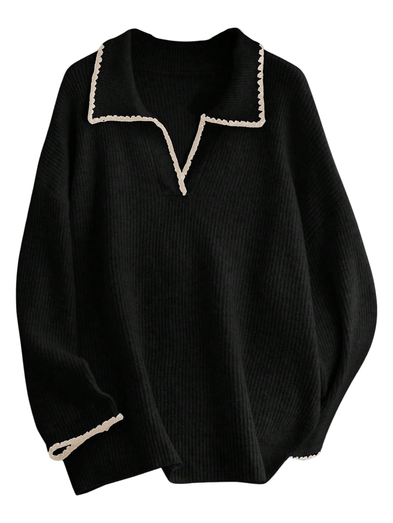 SHENHE Womens Plus Size Long Sleeve Collared Sweater Pullover Soft Knit Fall Casual Sweater
