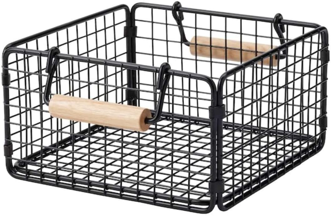 Digital Shoppy NÄTADE Wire basket with handles, black, 22x22x12 cm (8 ¾x8 ¾x4 ¾ ")