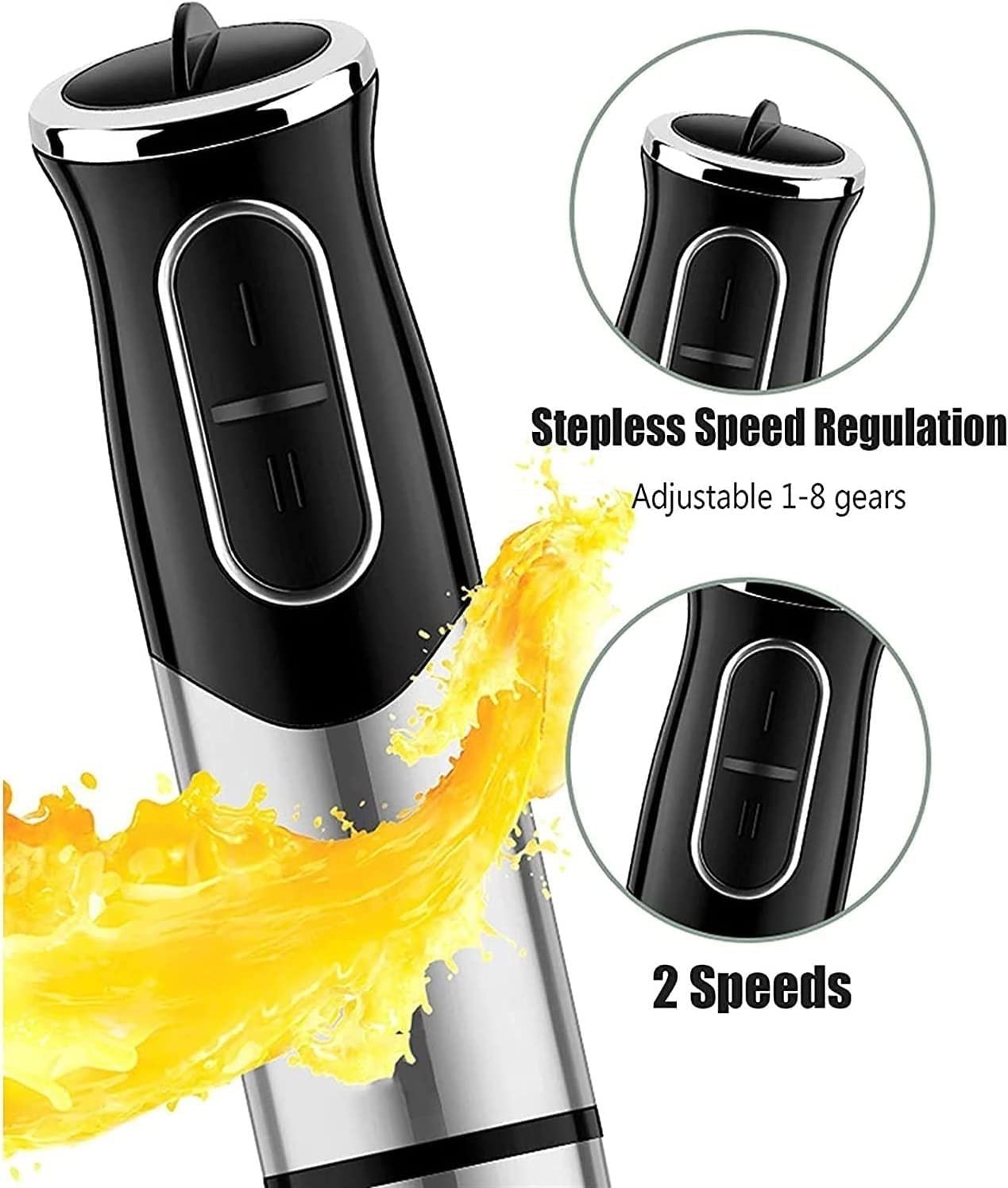Blender ręczny, elektryczny blender ręczny, ostrza ze stali nierdzewnej 304, ręczny blender kuchenny do zup, koktajli, przecierów, jedzenia dla dzieci, 600 W