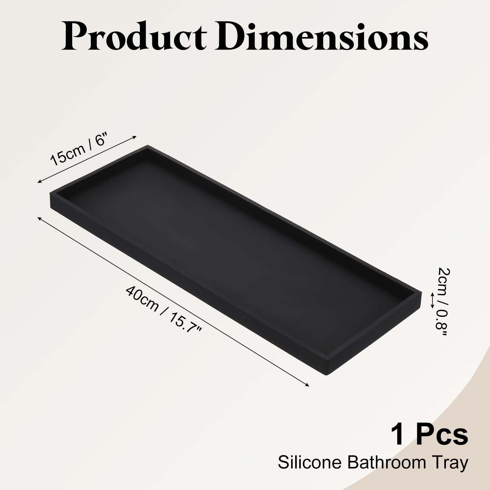 sourcing map Vassoio da bagno in silicone, 40 x 15 cm, infrangibile, organizer per lavello da cucina, per sapone, chiavi, candele, gingillo, nero