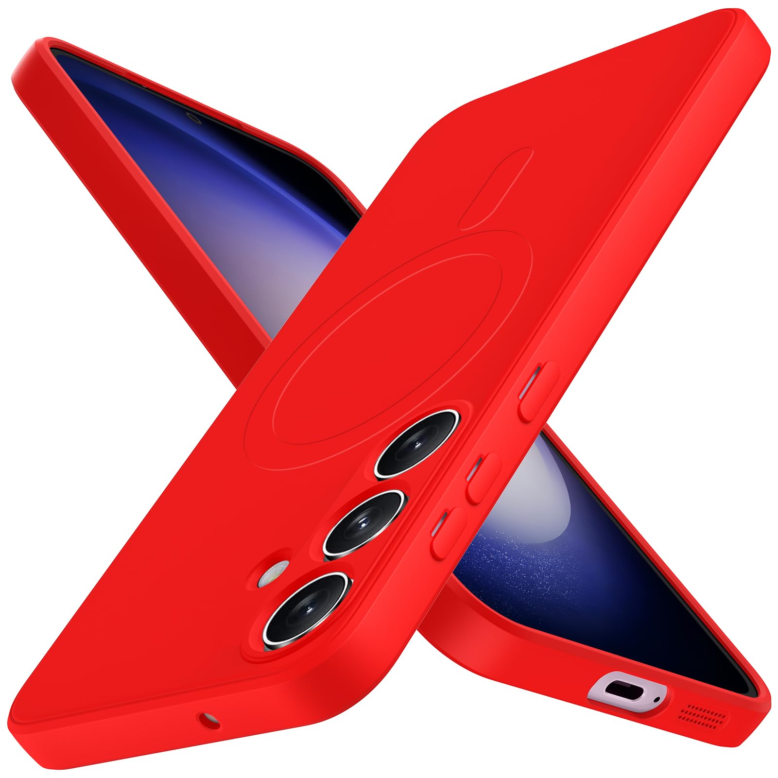 CMYFUTNG Magnetic for Samsung Galaxy S24 5G Case, [Military Grade Drop Tested] Silicone Thin Anti Scratch Cover Case for Galaxy S24 red 5-S24-03