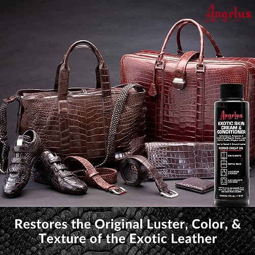 Angelus Exotic Leather Conditioner and Cleaner, 8oz - Reptile Deep Conditioner and Cleaner for Shoes, Boots, Belts, Bags - Made In USA