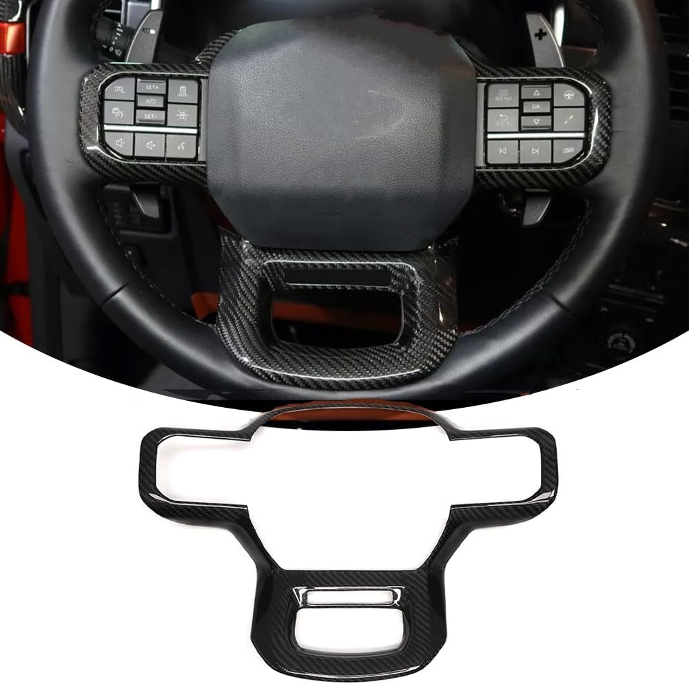 Jogon Real Carbon Fiber Steering Wheel Cover Trim for Ford F150 Raptor Limited Lariat 2021 2022 2023 2024 Car Steering Wheel Moulding Frame, D1FT02777