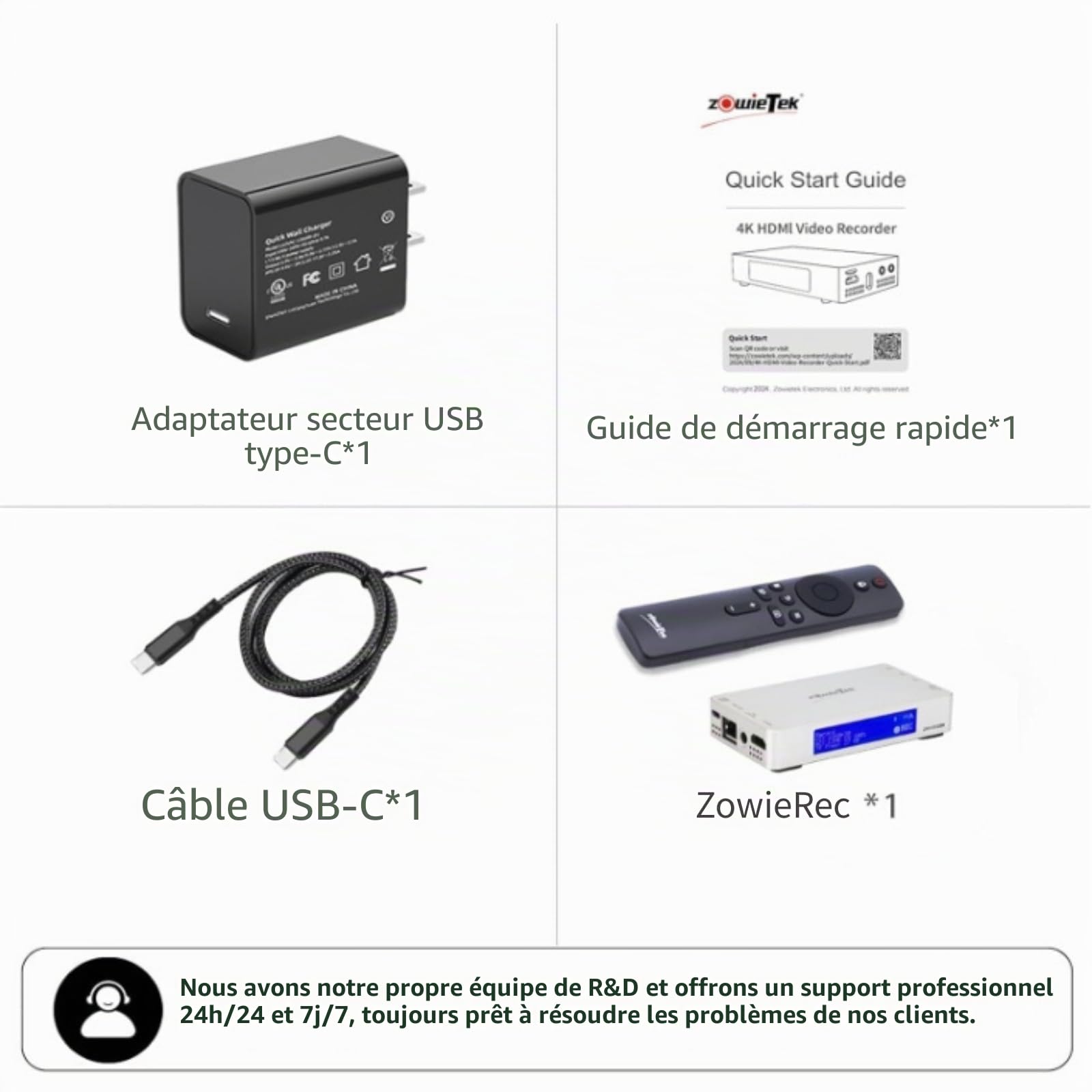 ZowieREC, enregistreur HDMI 4K, DVR, console de jeu, ordinateur portable, PC, lecture TV, enregistrement programmé, instantané, pause reprendre, cartes TF et USB