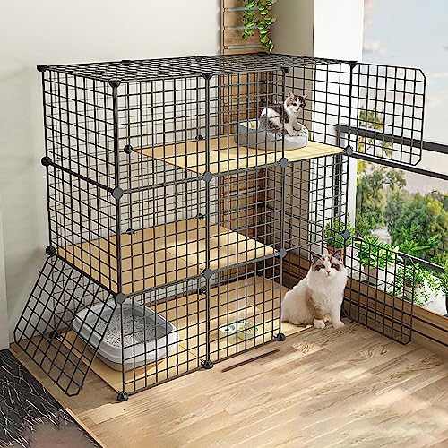 Parc caisse armoire semi-fermée pour chaton dans le salon