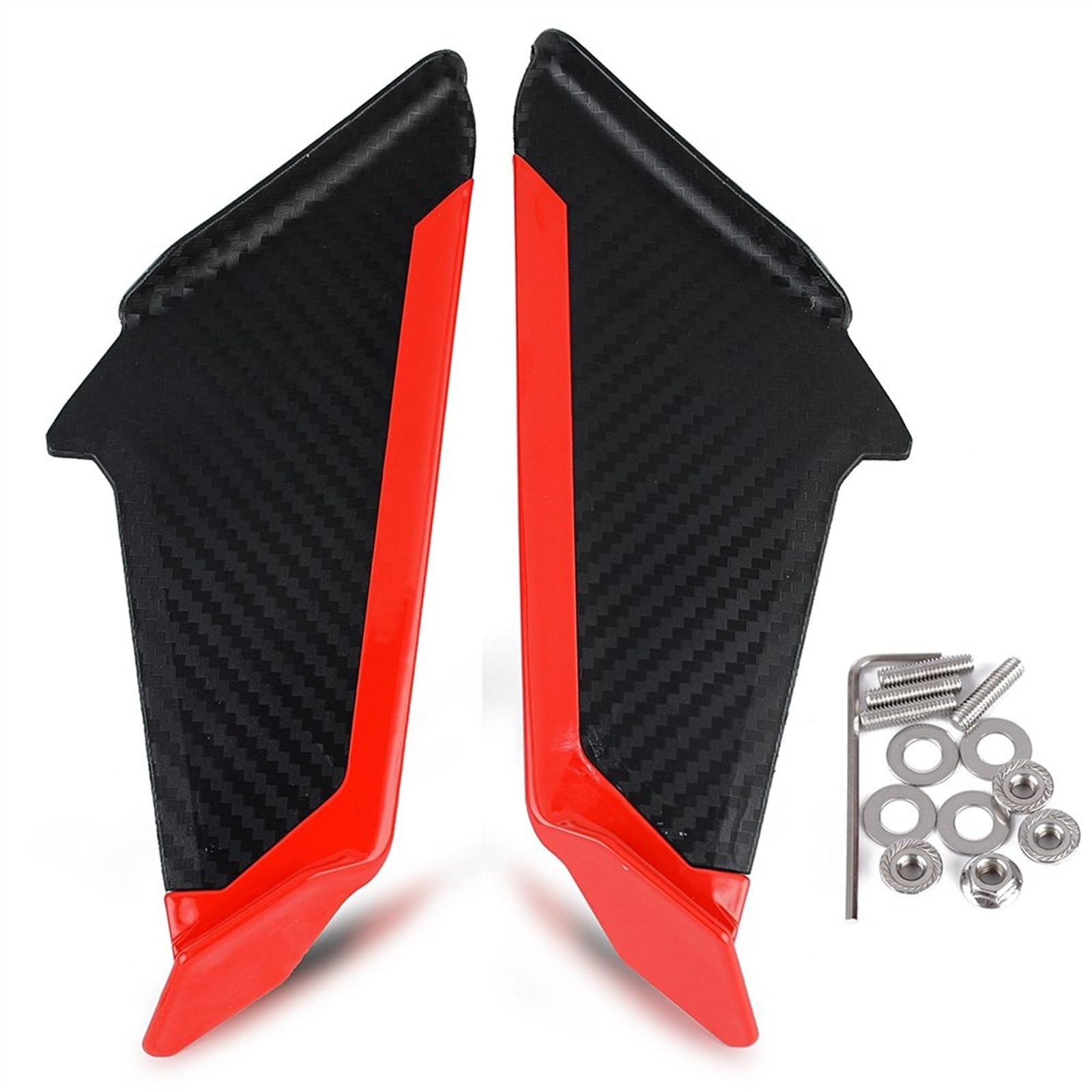 Front Aerodynamic Winglets Side Spoilers Fairing Wing Kit For KAWASAKI For NINJA 250 300 400 650 1000SX ZX6R ZX10R modification accessories(Rosso)