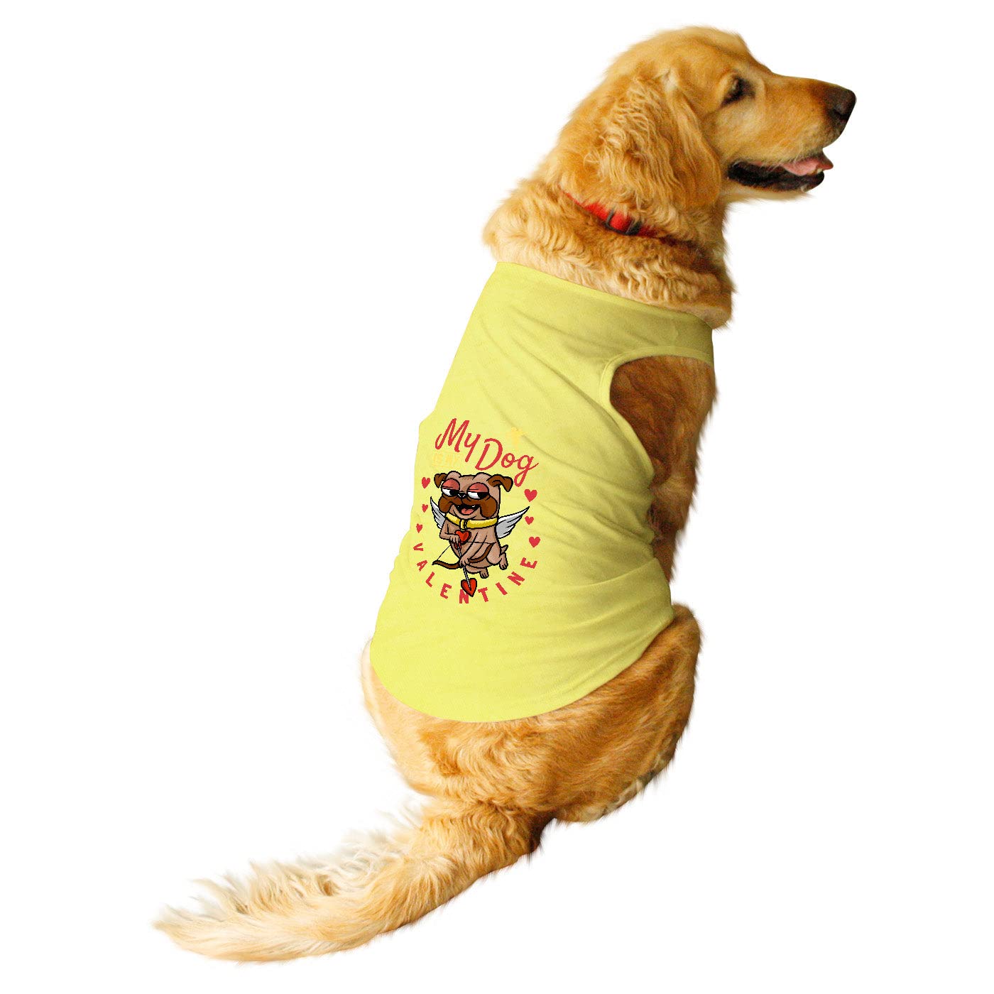 Ruse Pet My Dog is My Valentine Printed Dog Round Neck Sleeveless Vest Tank T-Shirt/Tees Apparel/Clothes/Tees Gift for Dogs/Lemon Yellow/S (Apso, Cocker Spaniel etc.) (B0BT1TRFWC) Amazon Price History, Amazon Price Tracker