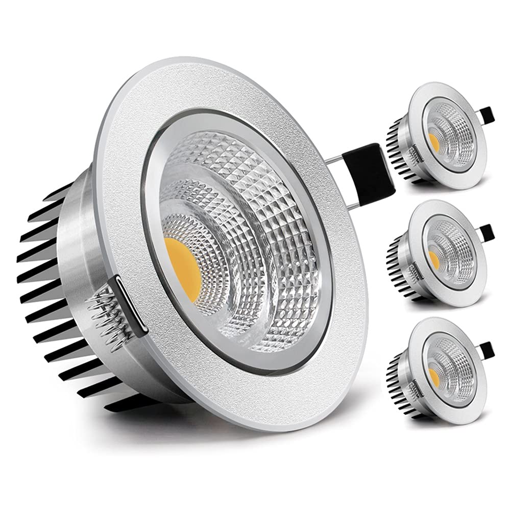 Chillers Foco Empotrable LED Giratorio Incluye 4 Fuentes de Luz Focos Empotrables Plafón Empotrable en Níquel Plafón Empotrable (Color : Warm White, Size : Chrome 9W Dimmable)