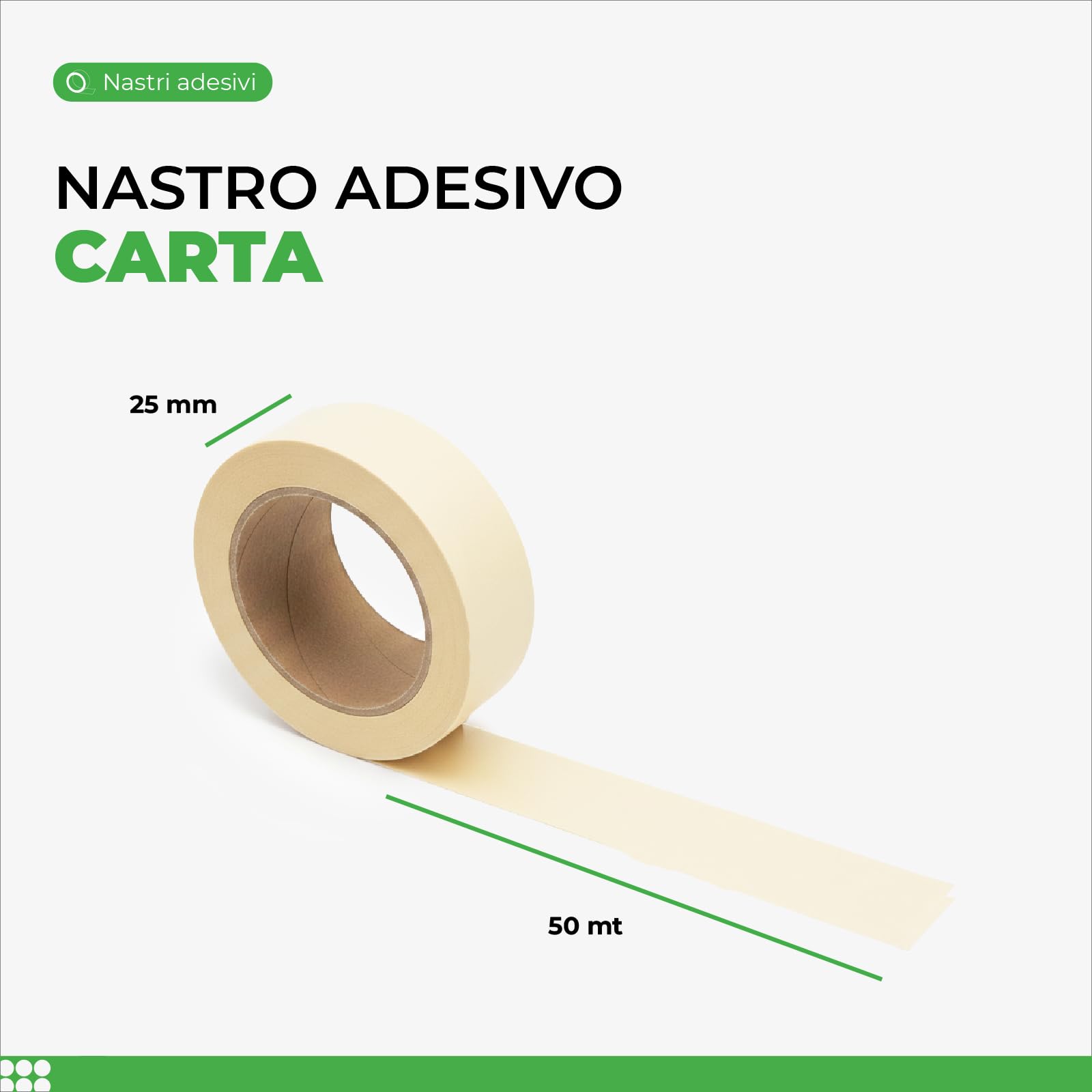 Nastro Adesivo in Carta Kraft 25 mm x 50 m - Imballaggio e Chiusura Cartoni, Adesione Duratura per Spedizioni, Magazzino e Traslochi, 72 Rotoli