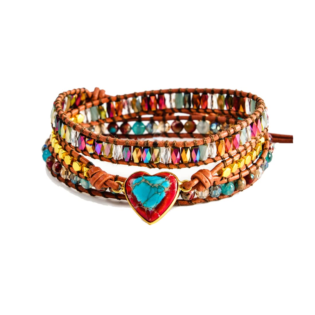 YGLINE Natural Stone Bracelet 3 Wraps Bracelet Handmade Boho Bracelet for Women Bracelet