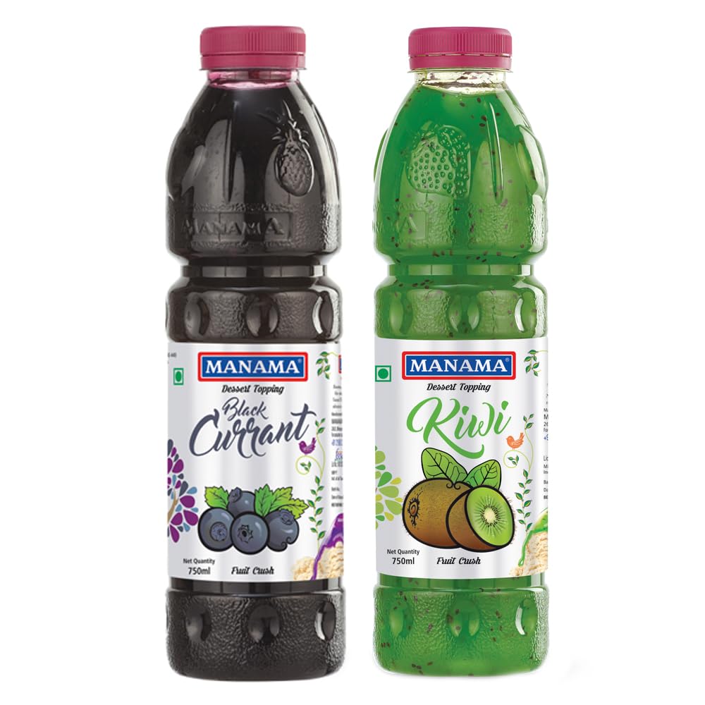 Manama Black Currant Crush and Kiwi Crush | 750LTR Each | Topping for Cakes, Pies and Shakes | Pack of 2-image-27