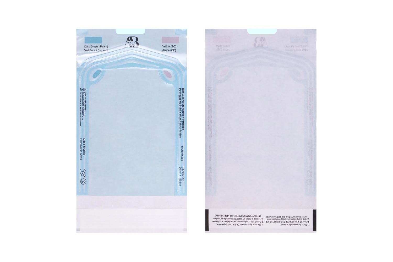 Premium Self-Sealing Sterilization Pouches with Dual Indicators, Medical-Grade Paper & Transparent Film, Steam & ETO Compatible (200, 3.5″ × 5.25″)