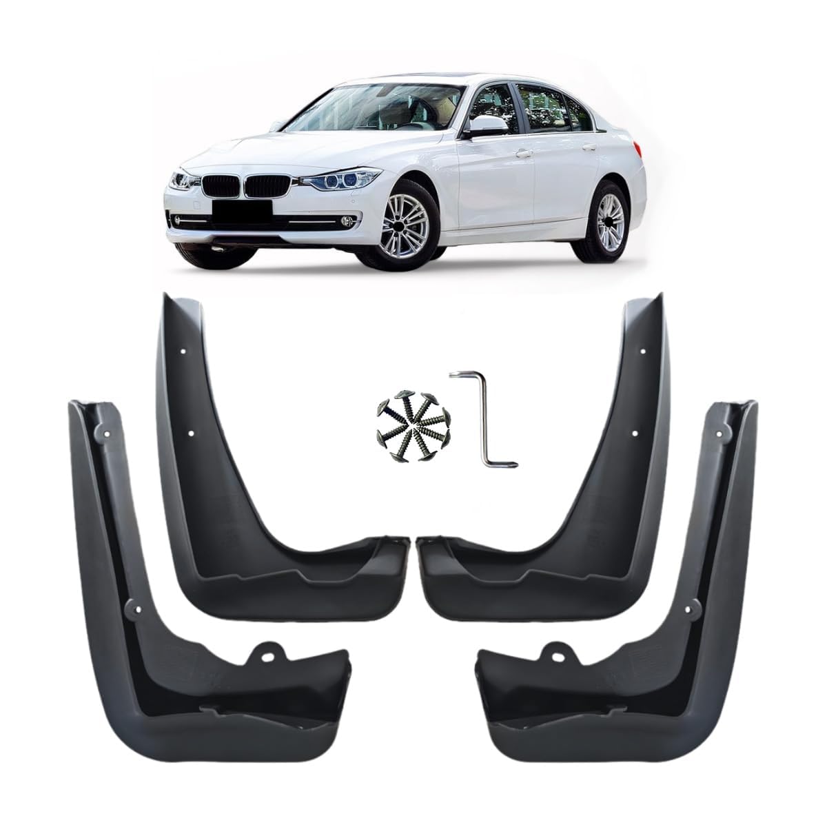 Juego de 4 faldillas antibarro para BMW Serie 3 E90 E91 F30 F31 protector exterior