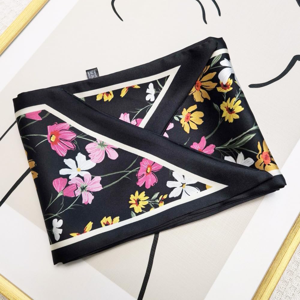 Julunar Hair Scarf for Women Silky Long Neck Head Scarves Purse Bag Scarfs for Handbag Satin Headscarf - Image 2