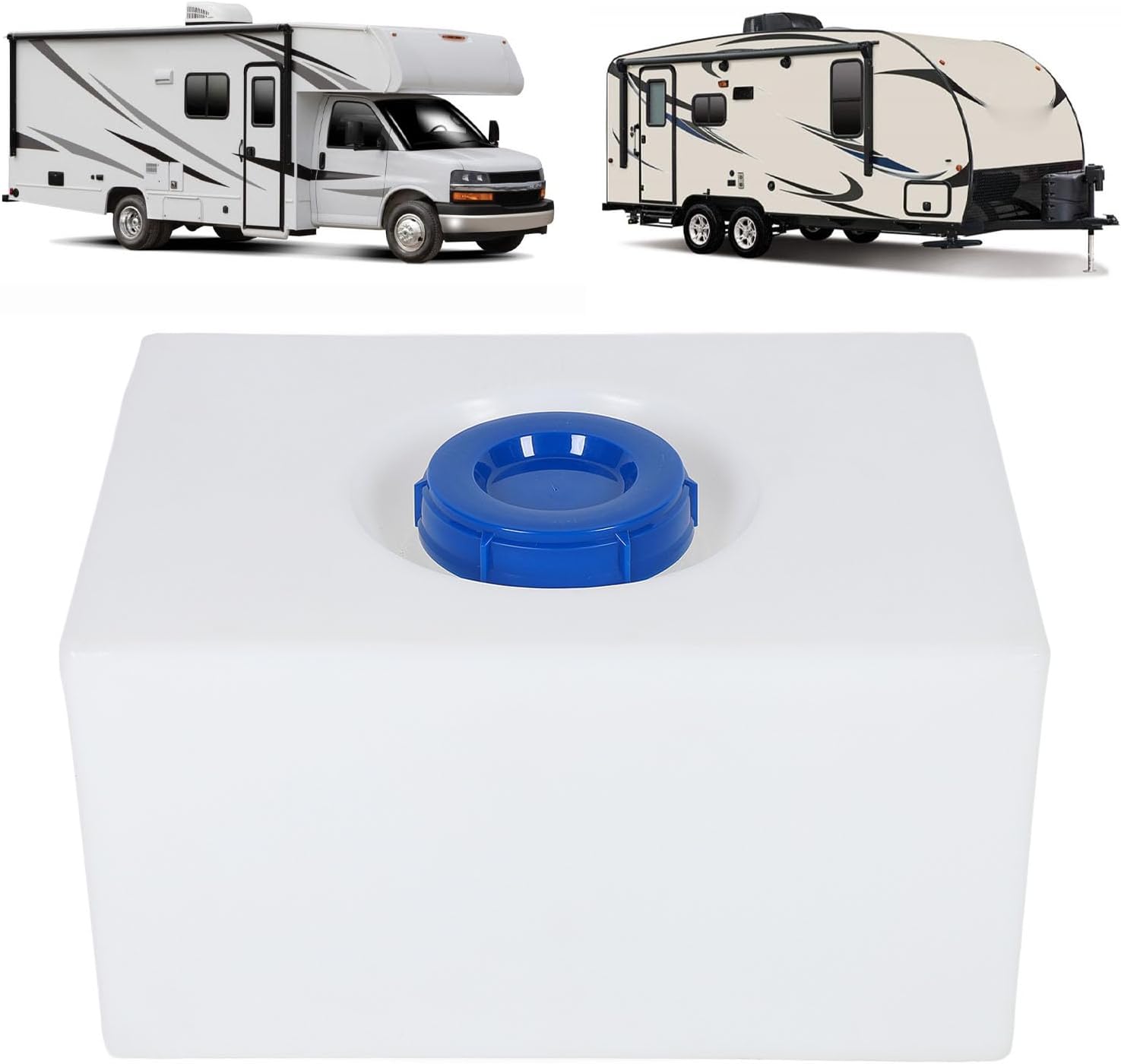 RV Water Tank, 17 Gallon Food Grade LLDPE Leakproof Seamless Design Water Holding Tank, Storage with Customizable Opening and 130mm Wide Mouth for RV