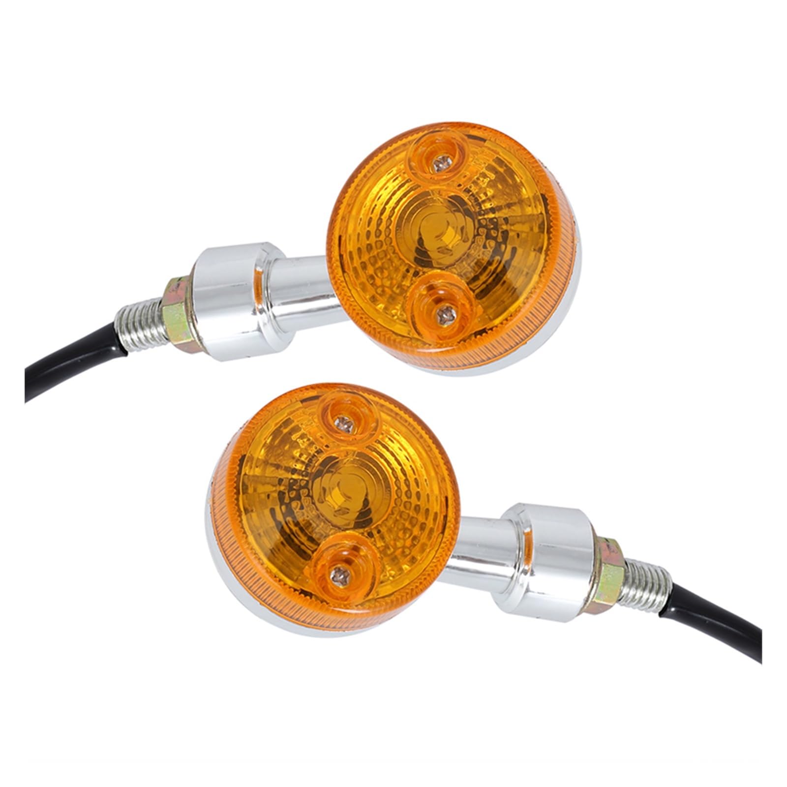 Justech 2pcs Mini Clignotants LED Moto 6 LEDs – 12V, IP67 Étanche, E24 Approuvé, Ambre, Fixation 8mm Universelle