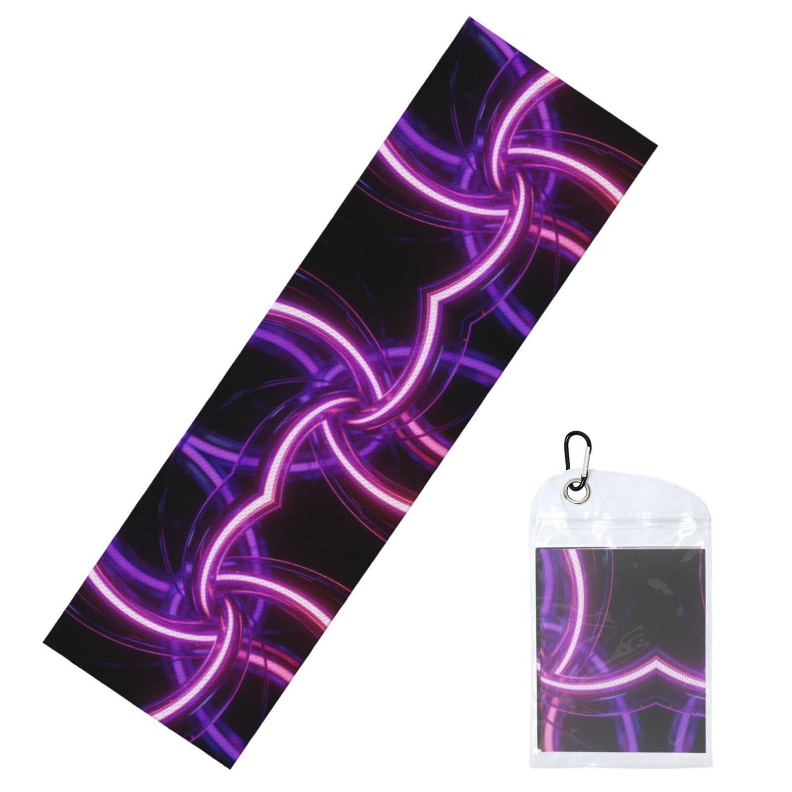 DUYIOKH Neon Purple Twisted Rings Print Cooling Towel, Portable Towel for Gym Workout Golf Beach World Cup Sports Hot Weather