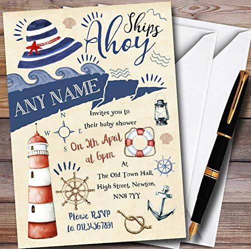 Nautical Beach Sea Anchor Personalized Baby Shower Invitations
