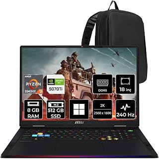 Msı Raider A18 Hx Amd Ryzen 9-8940Hx Rtx 5070 Ti 12Gb 140W 8Gb Ram 512Gb Ssd 18" 2K Qhd+ 240Hz Win11 Home A8Whg280Trp362 Gaming Laptop + Per4 Çanta