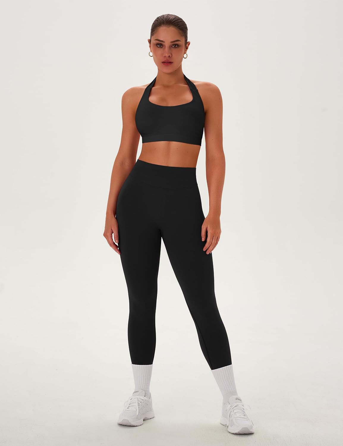 TDIFFUN Women Workout Sets 2 Piece Seamless Scrunch Butt Leggings Padded Halter Sports Bra Matching Set Gym Yoga Outfits - Image 3