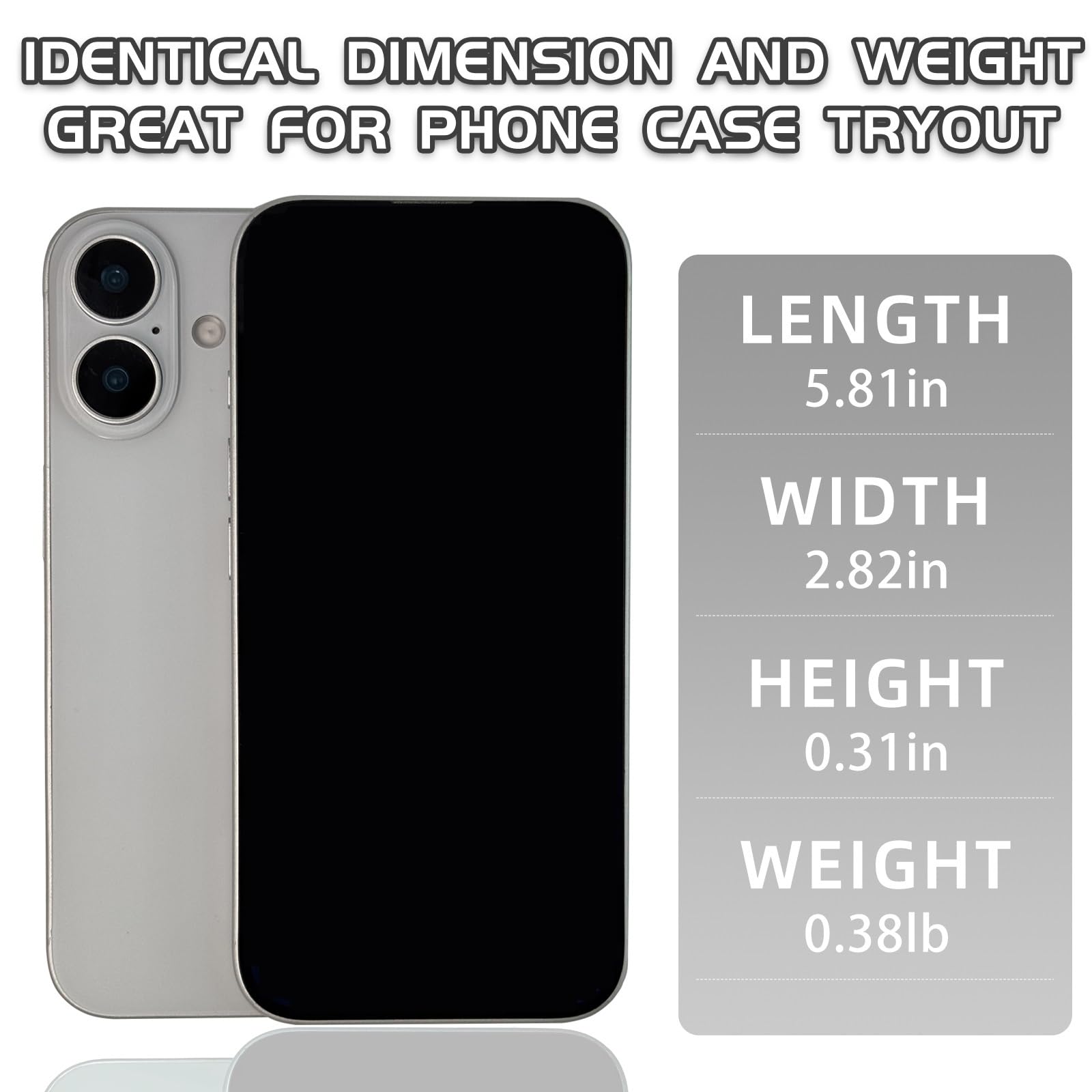 Fake Phone Pro Max16, blanco, pantalla negra, no funciona, juego de niños, teléfono de pantalla, aleación de aluminio y plástico ABS, compatible con iPhone 16 2