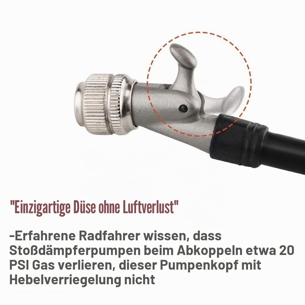 GIYO Hochdruck Dämpferpumpe, max. 300 PSI Federgabel & Heckfederung, Hebelschloss an Düse ohne Luftverlust Silber