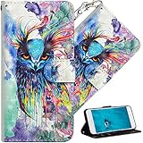 HMTECHUS Moto Z3 Play Case Premium 3D Colorful Painting Wallet Case Folio Flip PU Leather with Card...