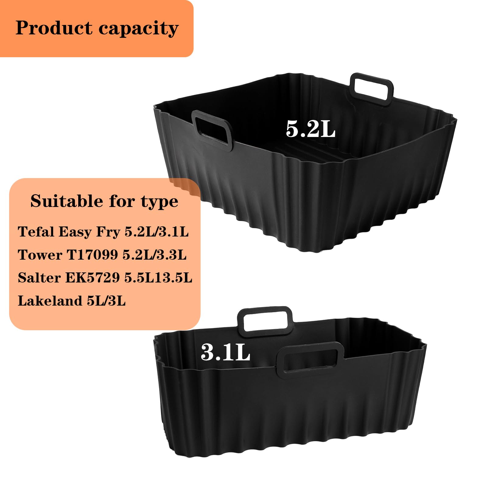 Duronic AFL3 3x Siliconen Liners Voor Airfryer Antiaanbak Stukken Inzetstuk Air Fryer Pot Compatibel Met Af34 Af24 En Andere Dual Zone Heteluchtfriteuse Luchtfriteuse 1897586604