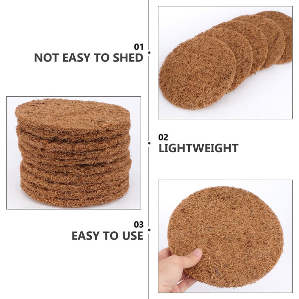 10pcs Coconut Fiber Nesting Mats for Birds Pigeon Nest Pads Flowerpot Base Mats for Egg Breeding Comfortable Natural Fiber Bedding for Pet Birds and Poultry