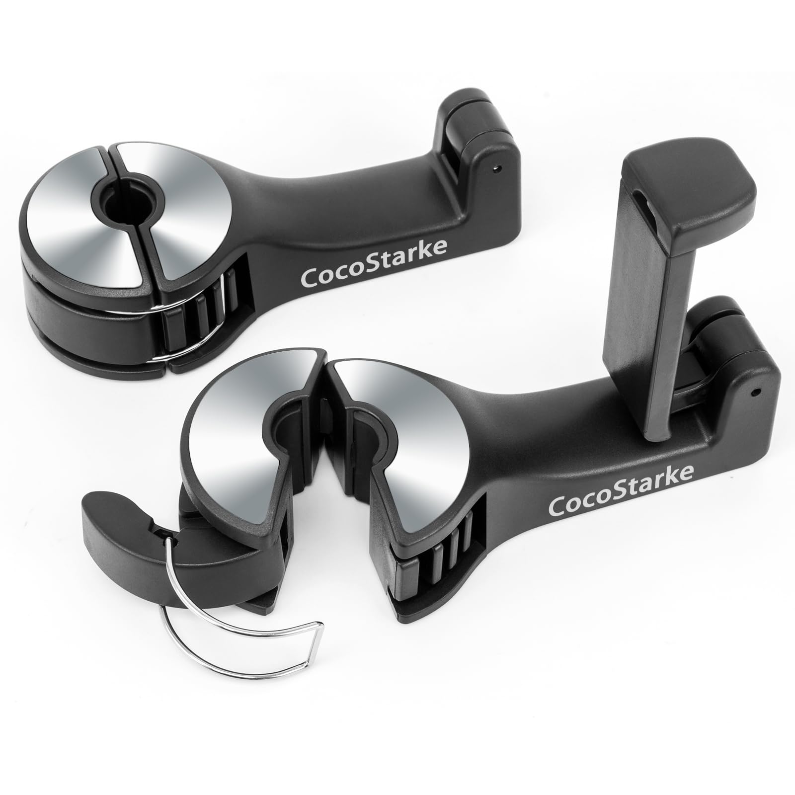 2 in 1 car headrest Hidden Hook with Cell Phone Holder Car Back Seat Hook Universal for Purses and Bags 360° Rotation Adjustable Hanger Rear Hook for Car Seats Silve (Silver), 03#112SI