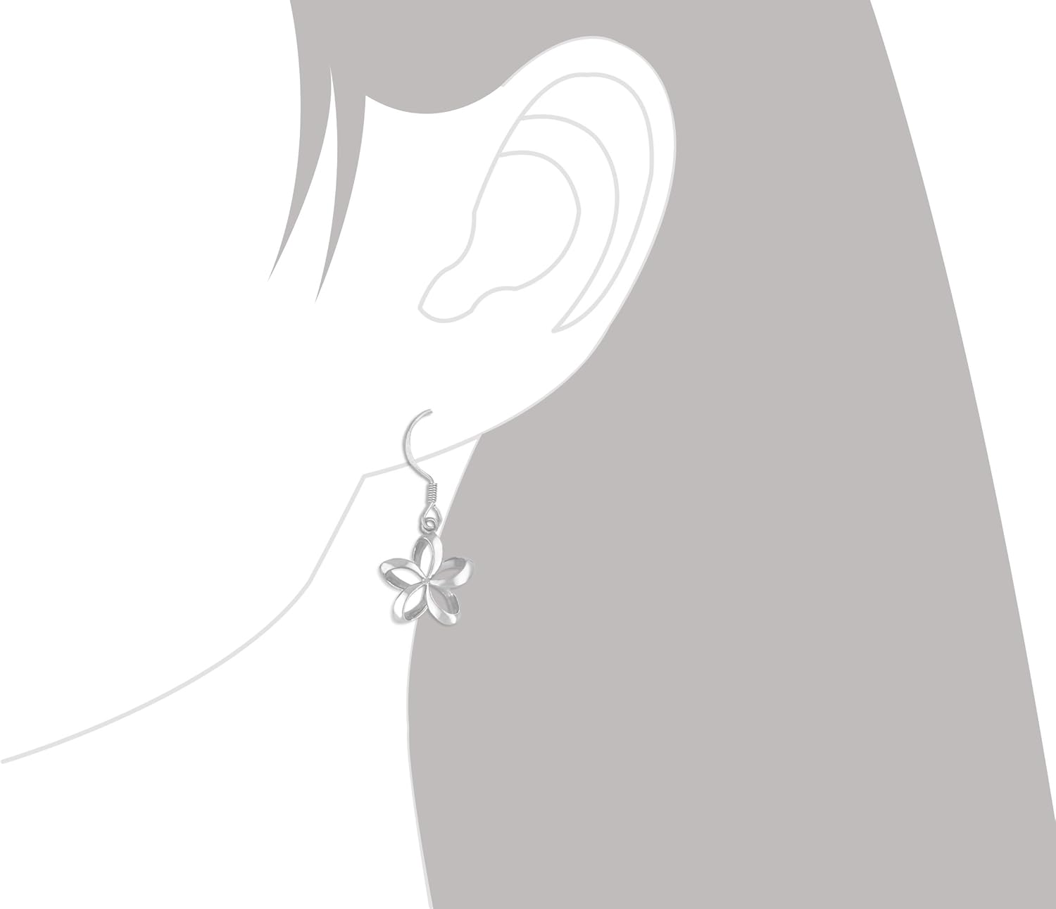 Sterling Silver 1/2 Inch Open Plumeria Dangle Earrings - Image 3