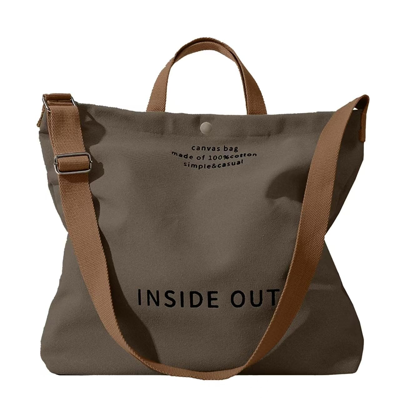 Canvas Tote Bag For Women inside out bag Crossbody Handbag with Adjustable Strap and Coin Purse for Work,Travel,Grocery