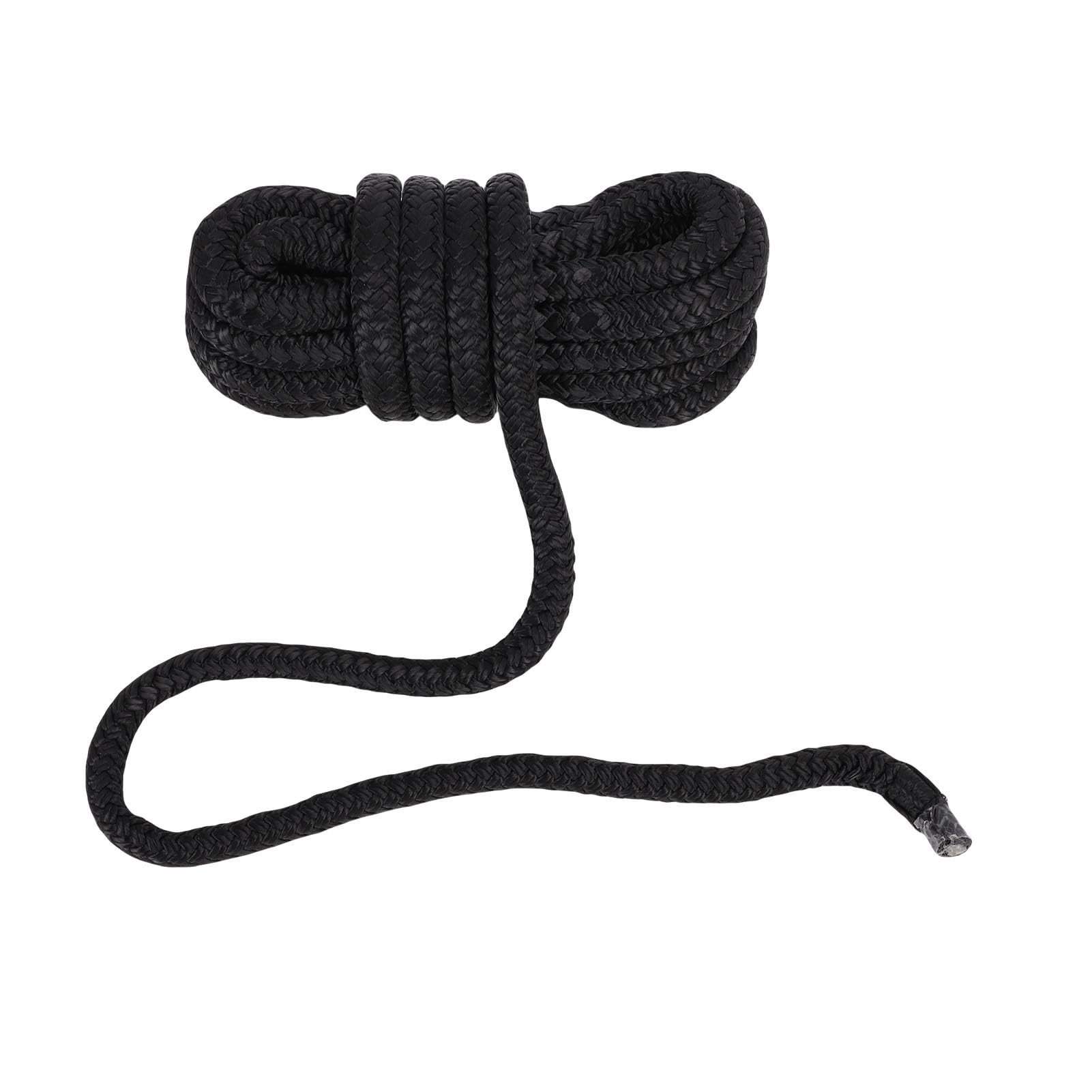 Tissting 4er Set Doppelt Geflochtene Nylon Bootsleine - Hochfeste, Wetterfeste Dockleine Für Yachten Bis 35 Fuß Mit Geringer Dehnung Und Verstärkten Ösen Für Sichere Anlegemanöver (Schwarz)